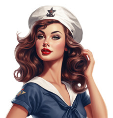 Sailor girl pin up style. Hand drawn character illustration isolated.