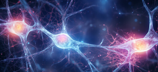 Synaptic transmission human nervous system. concept - obrazy, fototapety, plakaty