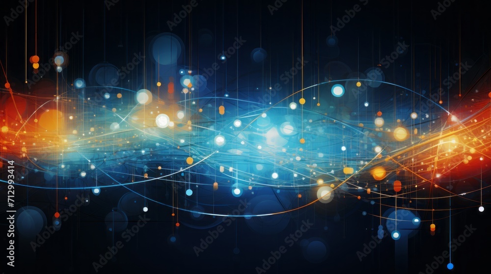 Poster dynamic fusion of colors in abstract science and technology background – vibrant digital composition