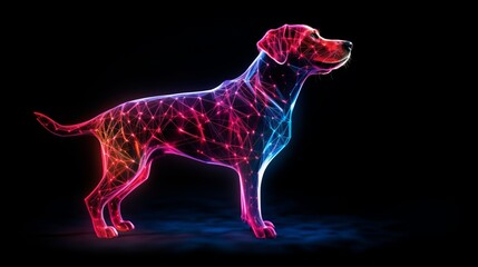 Abstract neon animal plexus: vibrant backgrounds for business cards and digital designs | future dog artworks in hd 4k resolution