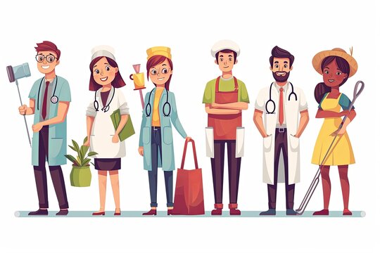Labor Day concept With People Of Different Occupations worker flat Illustration background