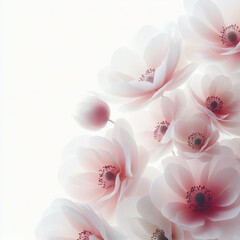 delicate pink flowers on a white background top view delicate texture, Al Generation