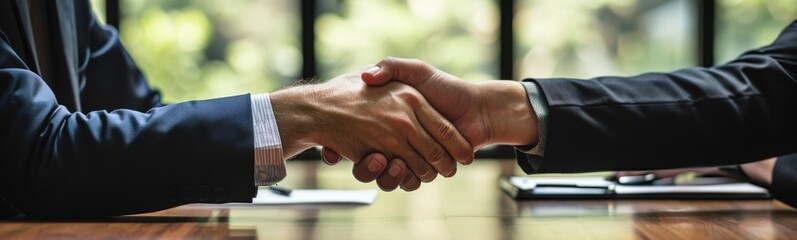 Business people shaking hands. Banner - obrazy, fototapety, plakaty
