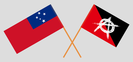 Crossed flags of Samoa and anarchy. Official colors. Correct proportion