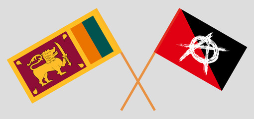 Crossed flags of Sri Lanka and anarchy. Official colors. Correct proportion