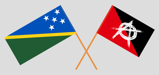 Crossed flags of Solomon Islands and anarchy. Official colors. Correct proportion