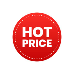 Hot price banner, red label isolated on white background. Tags, badge, ribbon for promotion. Vector illustration