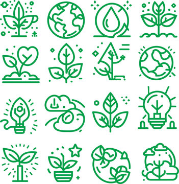 set of green eco icons