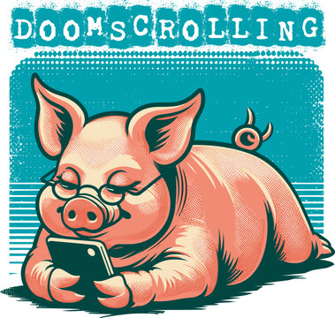 illustration she doom scrolling