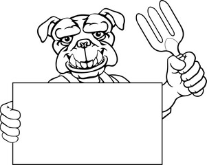 Gardener Tool Farmer Bulldog Dog Cartoon Mascot