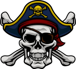 Pirate Hat Skull and Crossbones Cartoon