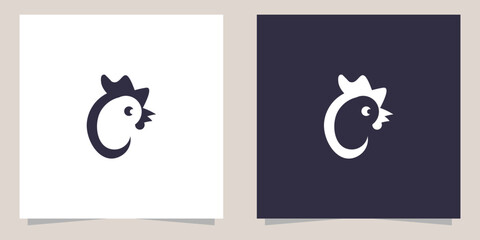 letter c with chicken logo design - obrazy, fototapety, plakaty