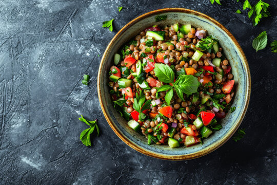 Azifa a Ethiopian lentil salad in a simple bowl, refreshing african food
