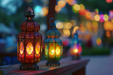 Vivid Festive Ramadan Lanterns and Decorations Captured with DSLR Camera