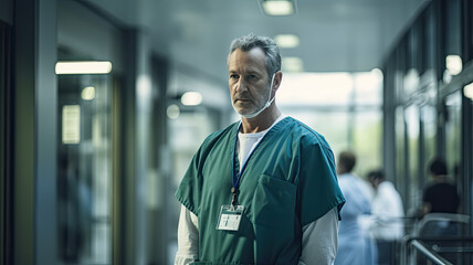 Obraz premium Dedicated Doctor on Duty in a Hospital Setting