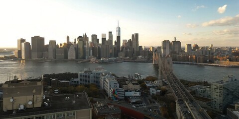NY City skyline. Buildings of New York. New York Buildings. Skyline of NYC. Aerial view of Brooklyn...
