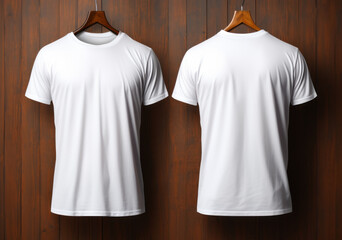 White male t shirt mockup front and back view for template design illustration