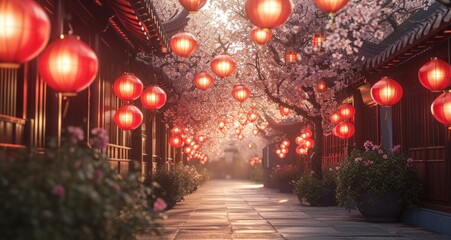 lanterns lined up on the pathway