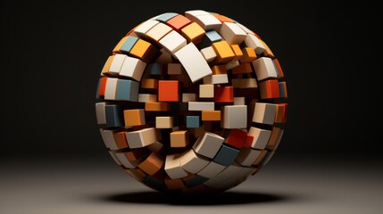 Obraz premium Sculptural harmony: abstract composition of spheres and cubes in mesmerizing geometric design