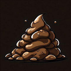 cartoon drawing of a pile of poop feces - obrazy, fototapety, plakaty