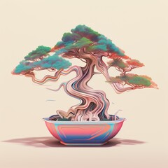 Bonsai tree but by minimalist surreal concept art Ai generated art