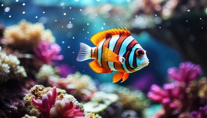 Obraz na płótnie Canvas Colourful tropical sea fish swimming over coral reef