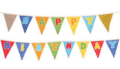Happy birthday bunting decoration isolated on a white background