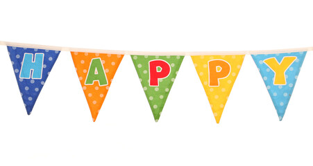 Happy bunting isolated on a white background