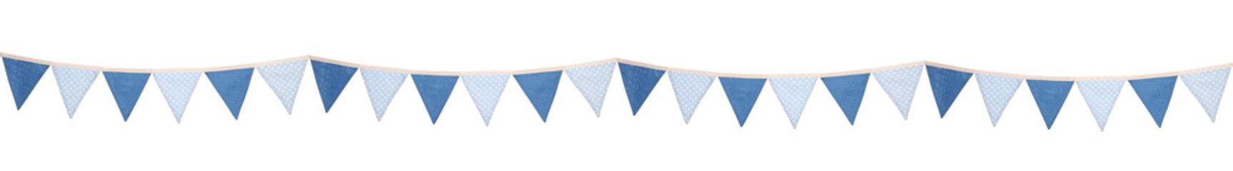 Blue boys birthday party bunting isolated on a white background
