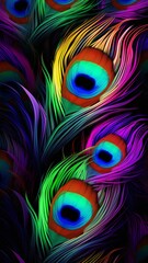 Naklejka premium Brightly multicolored realistic style peacock feat AI Generated pictures