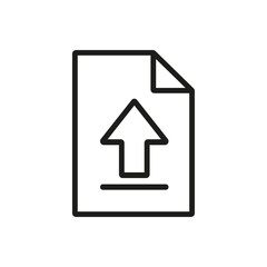 Upload file line icon, file upload outline icon isolated on white background.