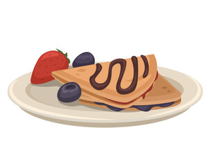 Crepes On Plate Cartoon illustration Vector