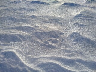 Snow surface closeup, white desert