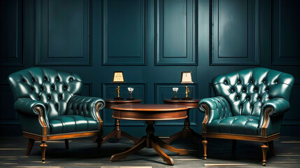 Classic Living Room with Vintage Furniture and Elegant Interior Design