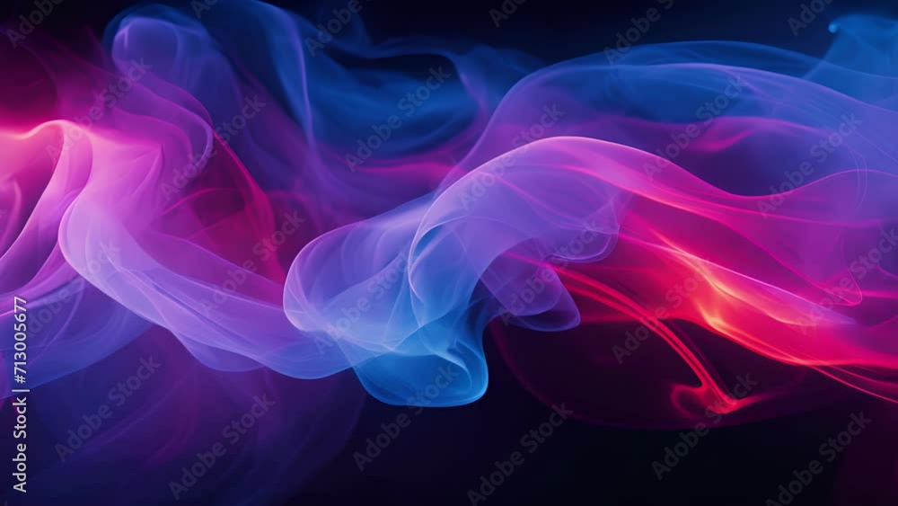 Poster Vibrant streaks of neon light through the dense smoke, creating a mesmerizing and dynamic display.