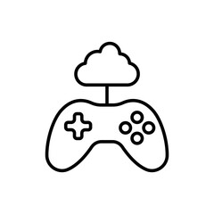 Cloud gaming outline icons, minimalist vector illustration ,simple transparent graphic element .Isolated on white background