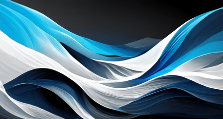 abstract blue background, Blue and white abstract wave on black background, wallpaper.