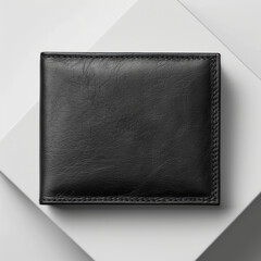 mock up black leather wallet, white background, Ai generated image