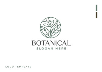 Leaf Plant Flower Monoline Logo. Universal creative premium symbol. Vector sign icon logo template. Vector illustration
