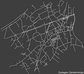 Detailed hand-drawn navigational urban street roads map of the OUDEGEM COMMUNITY of the Belgian municipality of DENDERMONDE, Belgium with vivid road lines and name tag on solid background