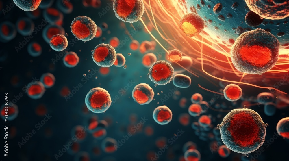 Poster mesmerizing microscopic cells: abstract science background