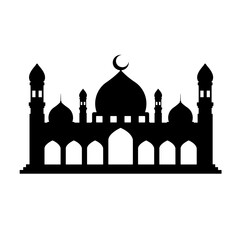 Mosque silhouette icon vector. Mosque building icon for symbol eid mubarak celebration. Ramadan design graphic in muslim culture and islam religion