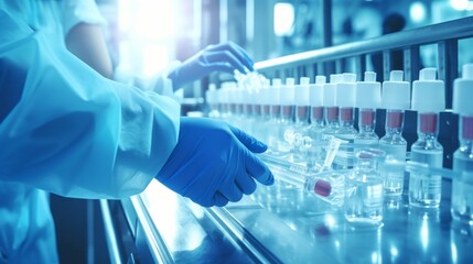 Scientific exploration: double exposure of scientist with test tubes and laboratory glassware containing chemical liquid, laboratory concept with chemical equations