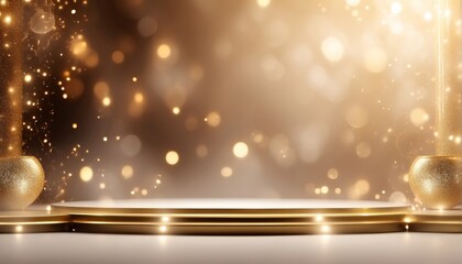 Empty stage with volumetric lights and smoke on a background