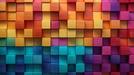 Fototapeta premium Vibrant spectrum of multicolored wooden blocks - creative and diverse background