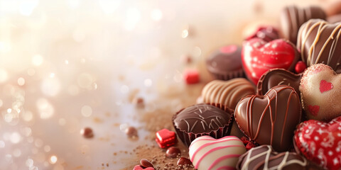 Cute Valentine chocolate background, isolated. Generative AI