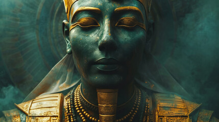 Pharaoh Egyptian gods dead religion symbol stone statue. - obrazy, fototapety, plakaty