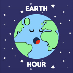 Happy earth hour day illustration background