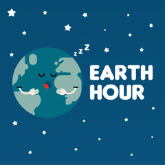 Happy earth hour day illustration background