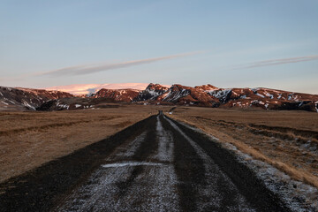 Ring road landscape in Iceland in winter